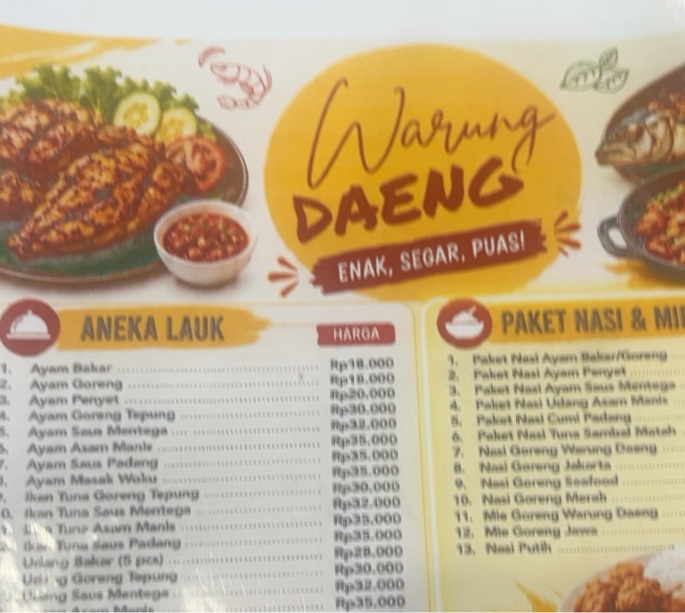 Chicken restaurant menu