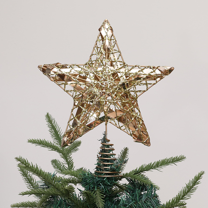 Weihnachtsbaum-Stern aus Eisen mit Licht und Bändern