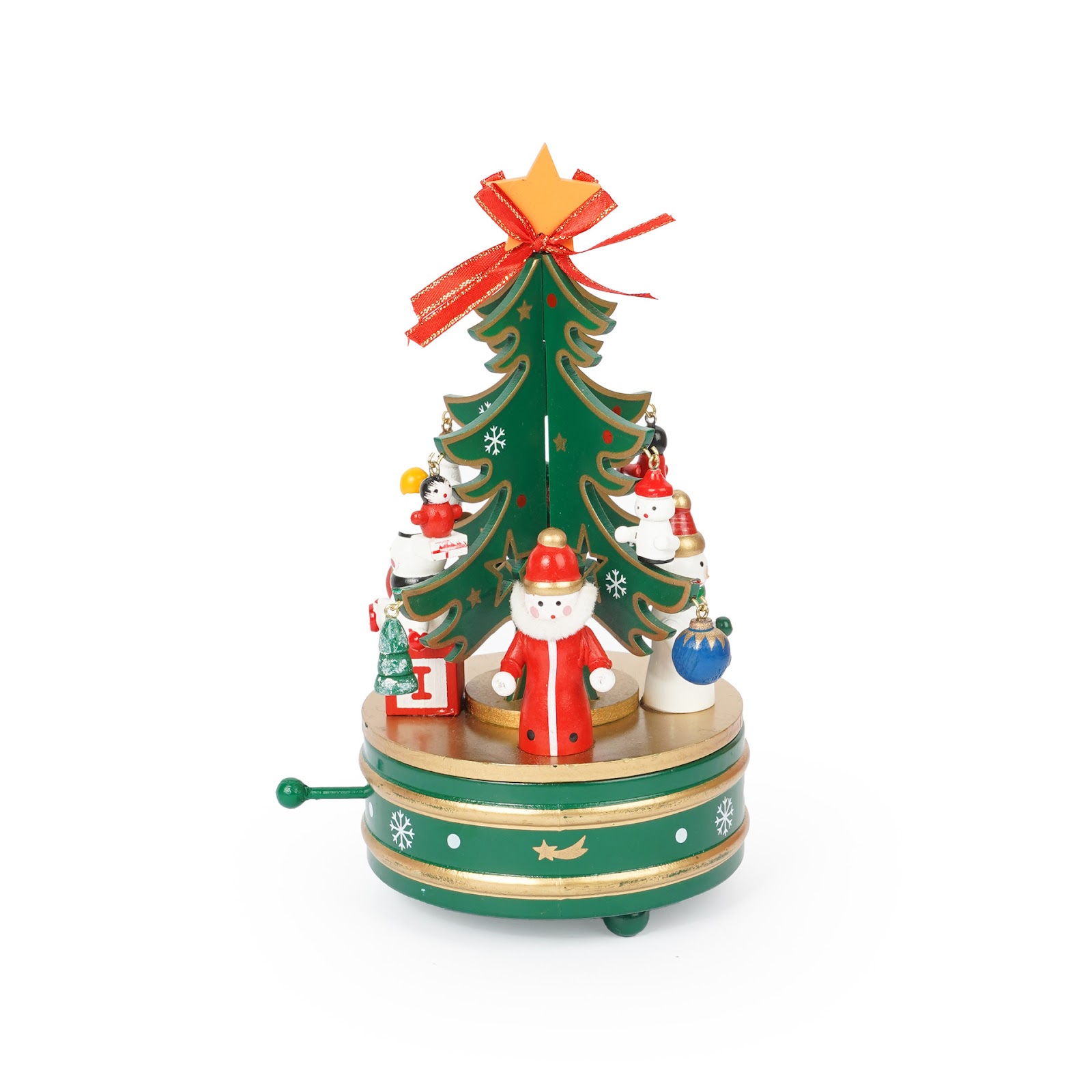 Christmas wooden music box with rotating mechanism