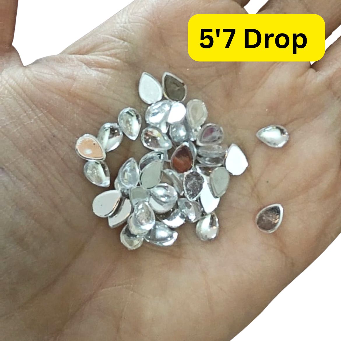 Tin Patti white 5*7 Tilak shape Diamond (Pack of 50)