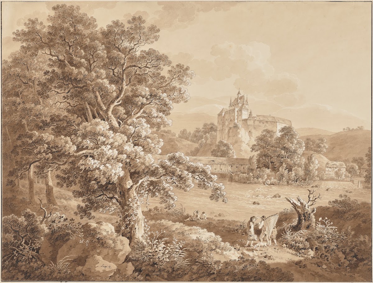 Fishermen on the River Zschopau by Kriebstein Castle Saxony 1785