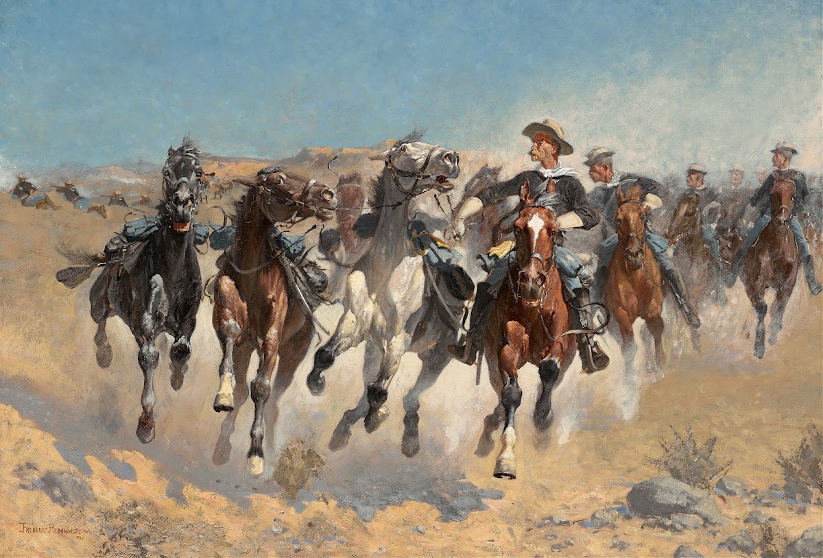 Dismountedthe Fourth Troopers Moving The Led Horses 1890