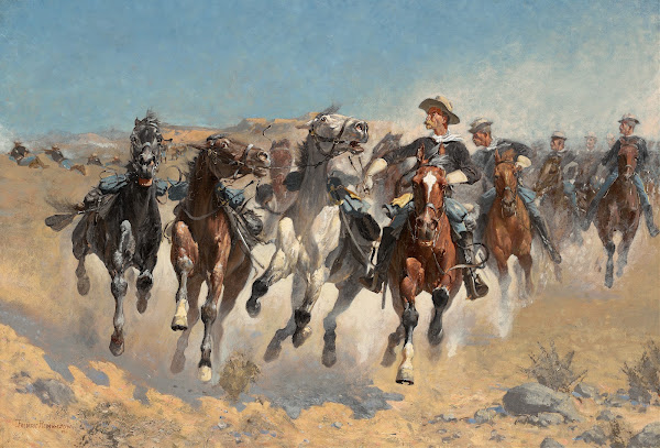 Dismountedthe Fourth Troopers Moving The Led Horses 1890