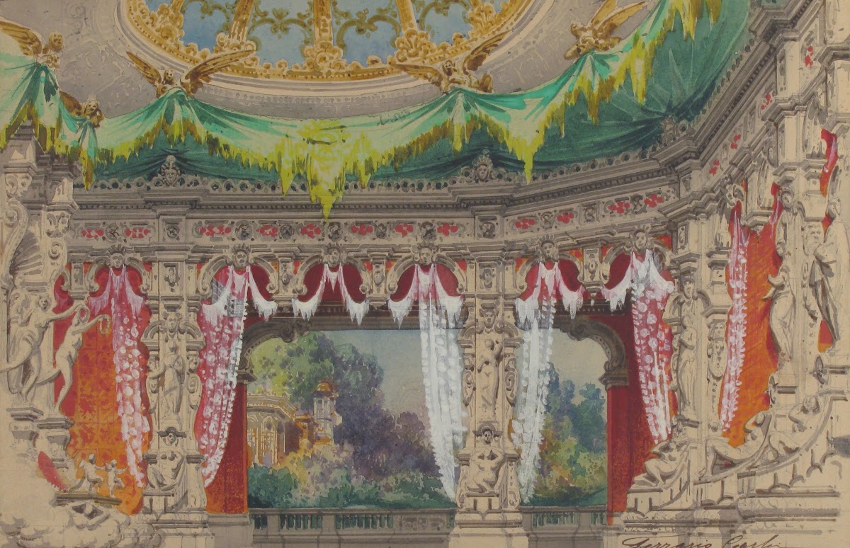Stage Set Design for a Ballet Don Parasol 1869