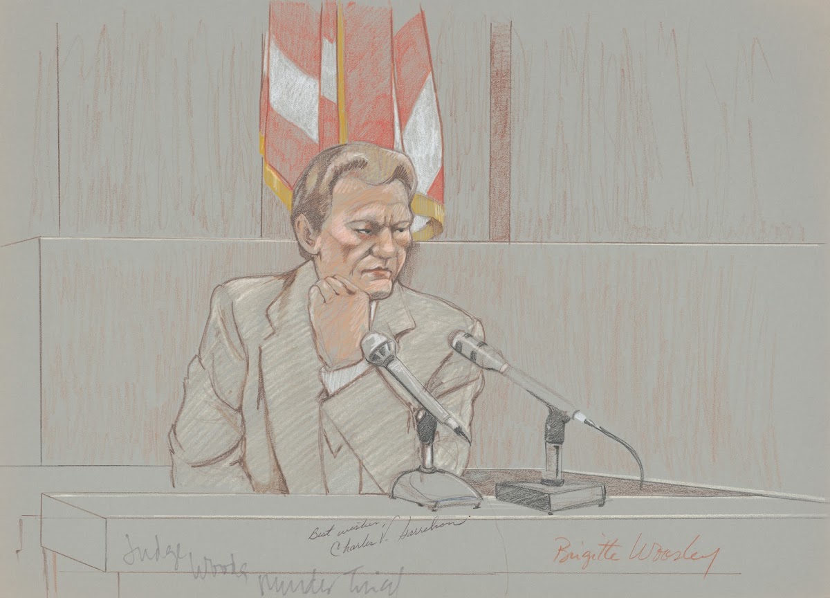 Charles Harrelson on the witness stand during his trail for the murder of Judge
