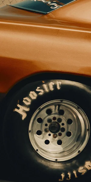 Vintage Copper Race Car Wheel Full HD iPhone Wallpaper Background
