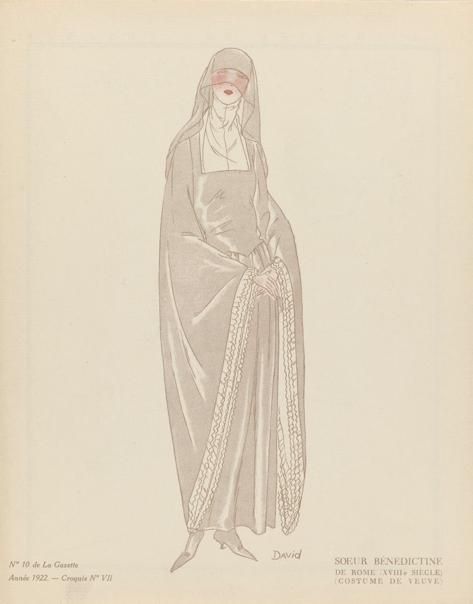 Soeur Bénédictine De Rome XVIIIe siècle Costume de veuve 1922