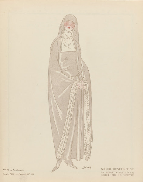 Soeur Bénédictine De Rome XVIIIe siècle Costume de veuve 1922