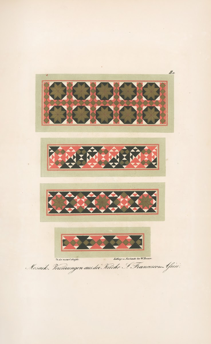 Mosaik Verzierungen aus der Kirche S Francesco zu Assisi 1842