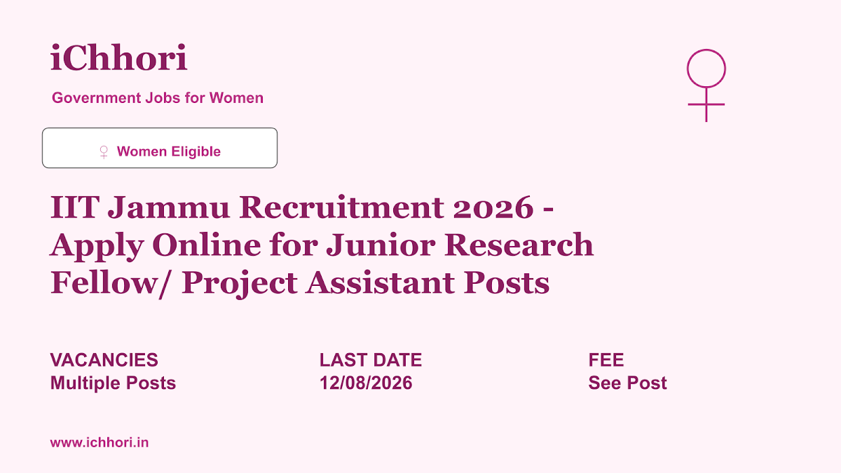 IIT Jammu Recruitment 2026 - Apply Online for Junior Research Fellow/ Project Assistant Posts - iChhori