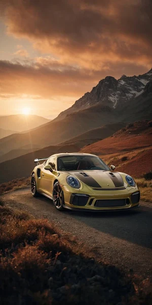 Sports Car, Porsche, Automotive, Mountain Road iPhone Wallpaper Background