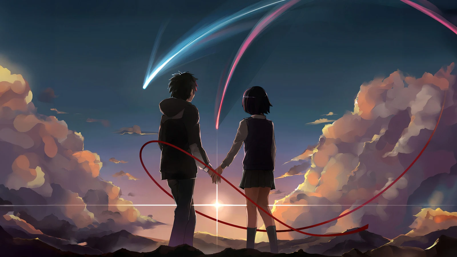 Anime, Romance, Couple, Meteor 4K Wallpaper Background (3840x2160)