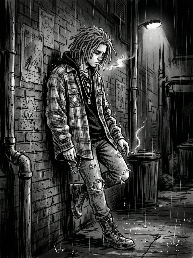 Arte manga grunge crudo de los 90
