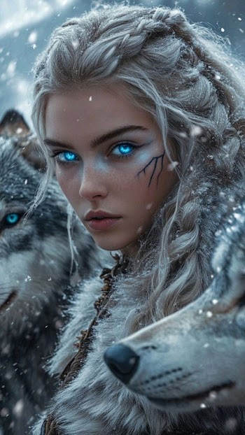 Woman With Wolves Picture