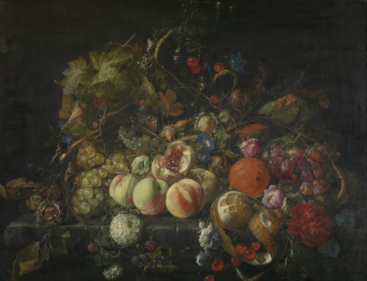 Still Life with Flowers and Fruit circa 1670