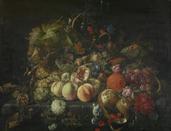 Still Life with Flowers and Fruit circa 1670