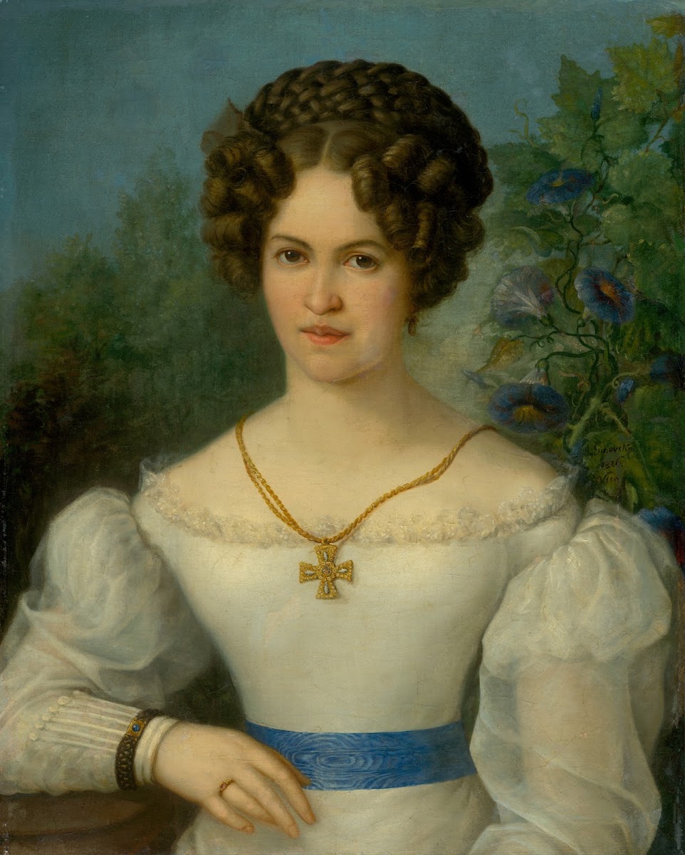 Portrait Of A Young Lady In A White Dress 1826
