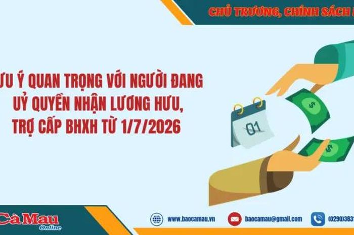 Lưu ý quan trọng về ủy quyền nhận lương hưu, trợ cấp bảo hiểm xã hội từ 1/7/2026 - Báo Cà Mau
