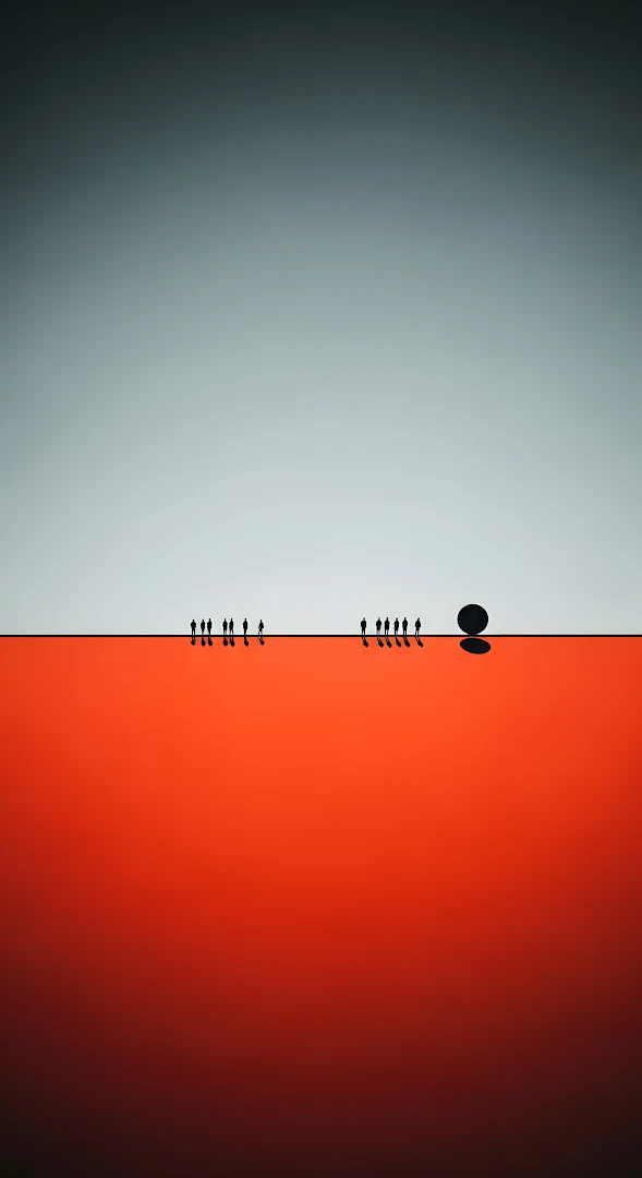 Abstract Minimalist Horizon Red Grey Silhouettes