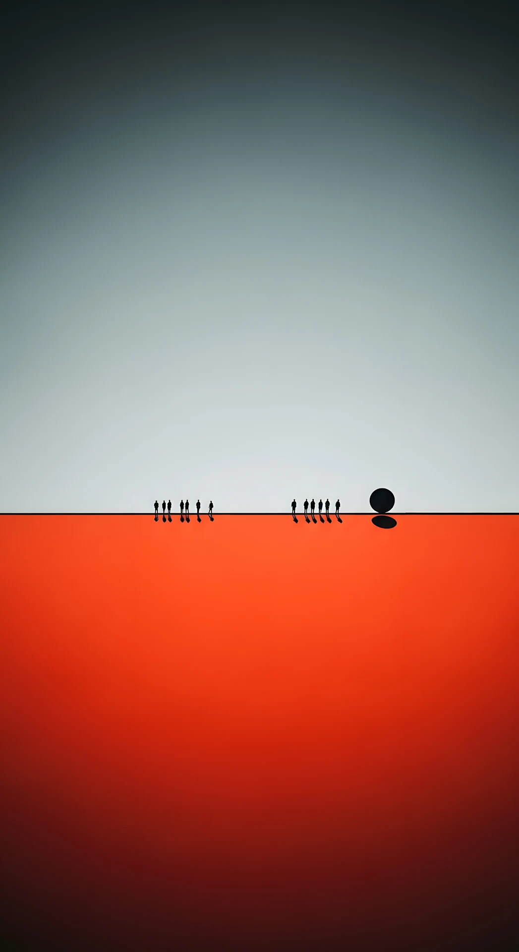 Abstract Minimalist Horizon Red Grey Silhouettes - Free 4K mobile Wallpaper