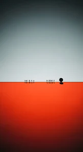 Abstract Minimalist Horizon Red Grey Silhouettes