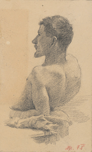 Reclining Male Nude  Waist Up