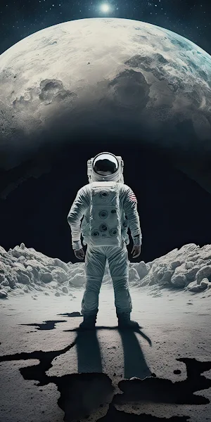 Astronaut, Space Exploration, Moon Landing, Outer Space 2K iPhone Wallpaper Background
