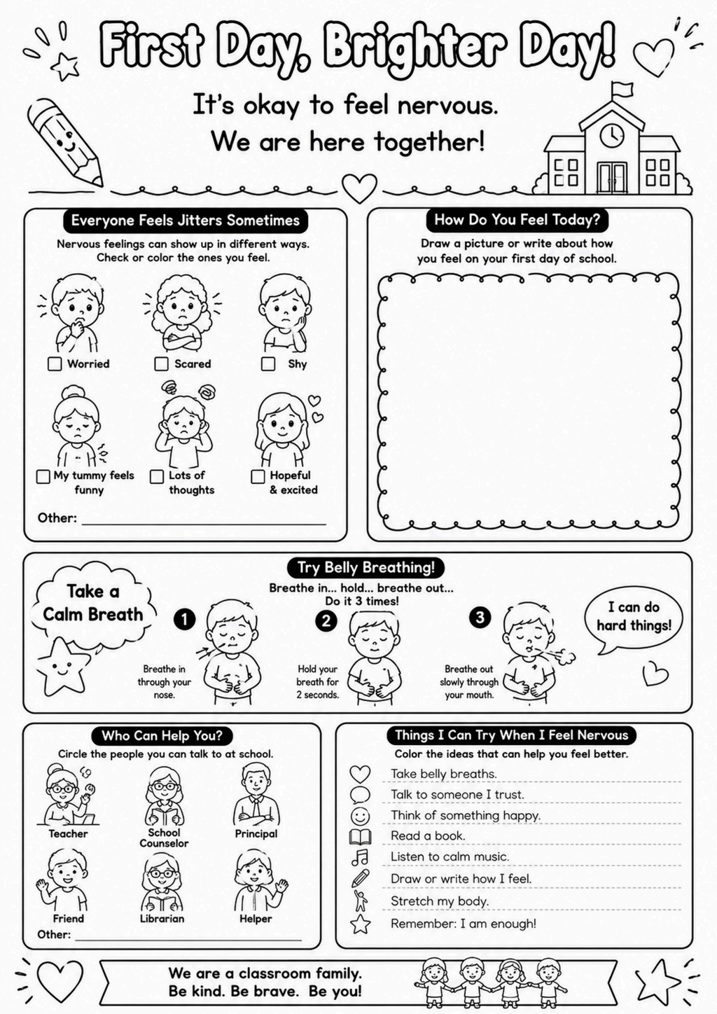 First Day Brighter Day Worksheet