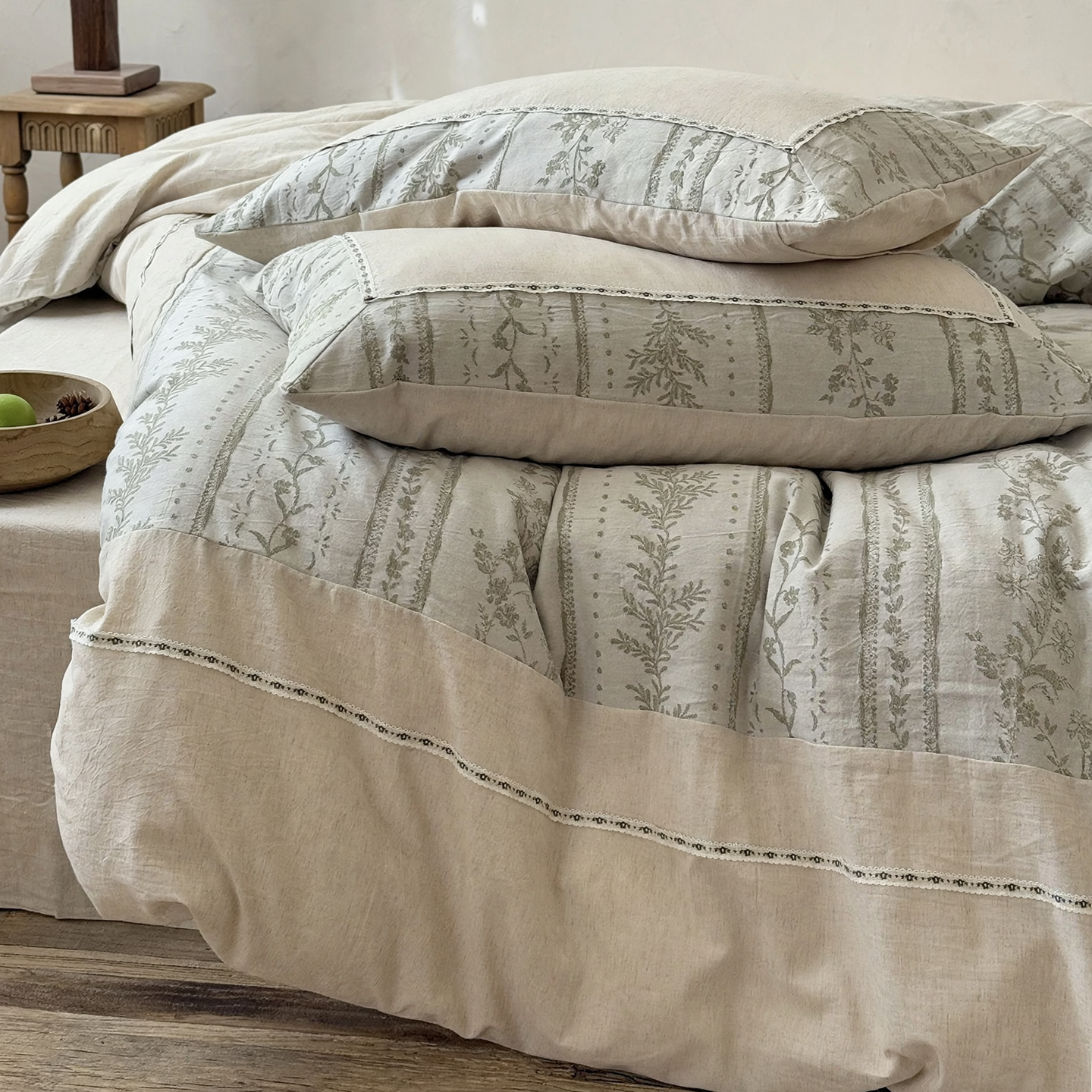 Cotton-Linen Bed Linen, 4-piece, 100 thread count