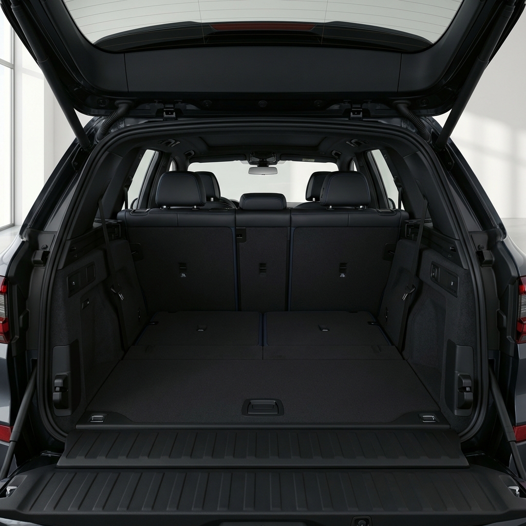 bmw x5 for sale interior cargo area third row seats folded spacious minimalist cargo view with CarFax Deals blue accents