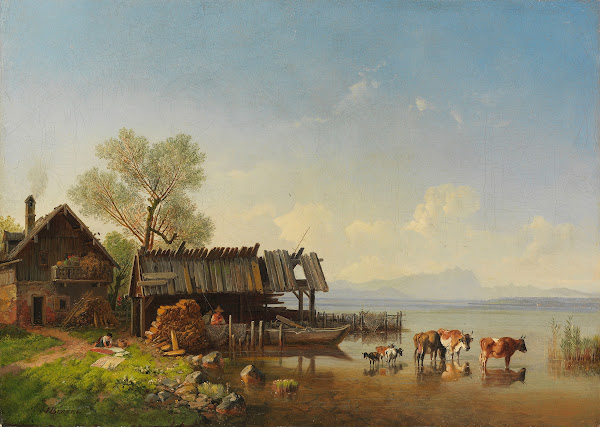 Der Starnberger See mit Blick auf das Wettersteingebirge 1850
