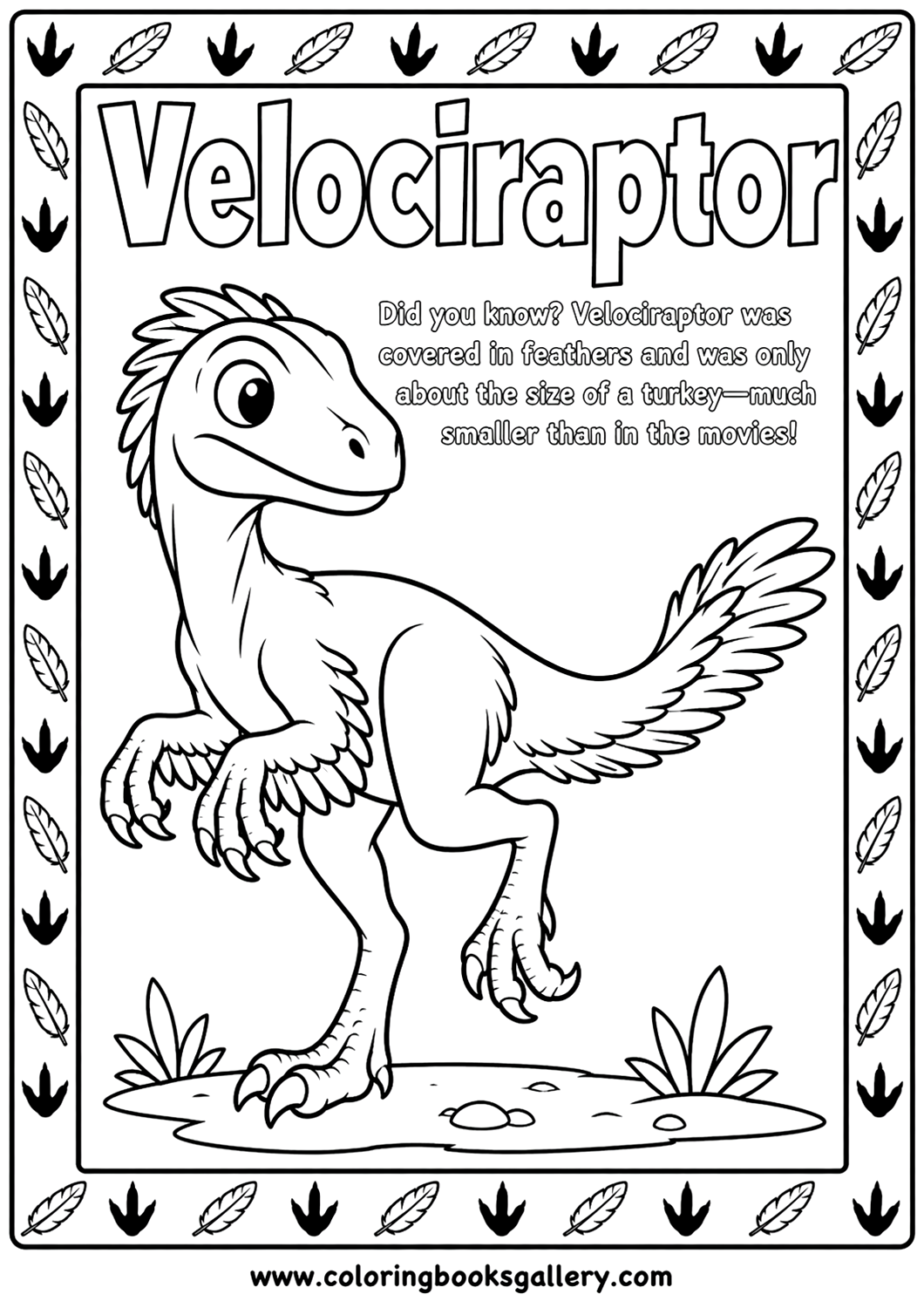 Cool Velociraptor Dinosaur Coloring Page – Free Printable Coloring Sheet for Kids and Adults – free coloring page for kids