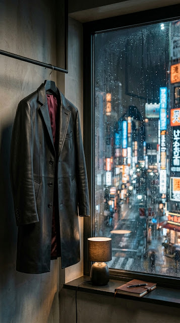 Tailored Coat by Rainy Window Neon City View Wallpaper - Free mobile Wallpaper