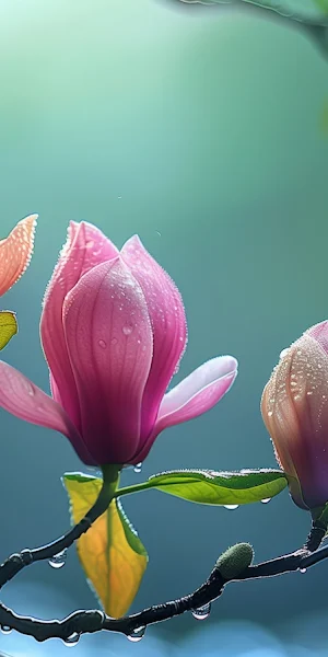 Ai Art, Flowers, Water Drops 5K Wallpaper Background