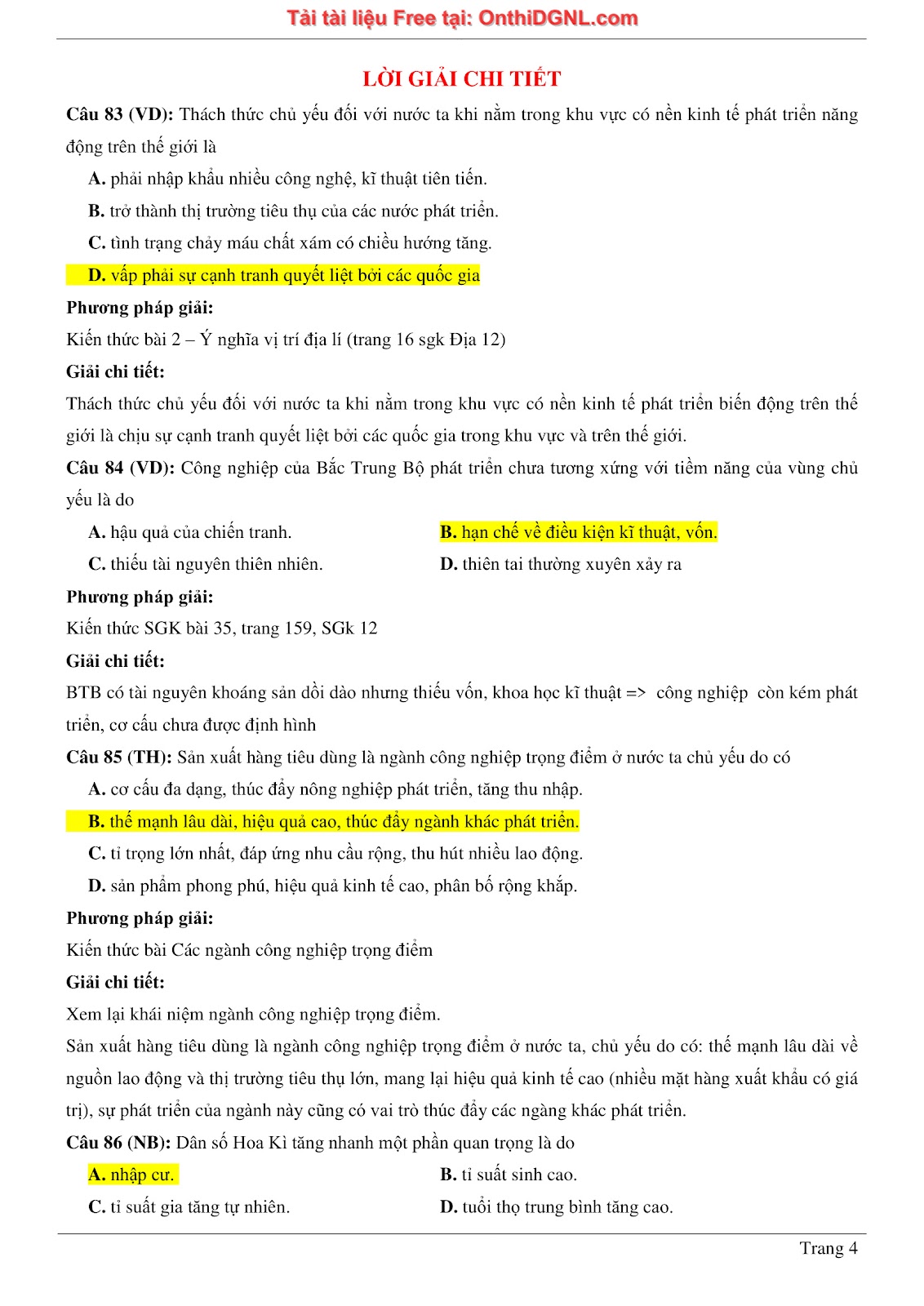 250 bài tập môn Địa Lý - Ôn thi ĐGNL ĐHQG TP HCM Phần 1