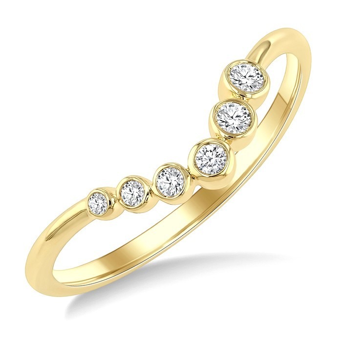 Graduated Wave Bezel Diamond Stackable Fashion Ring