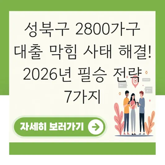 성북구 2800가구 대출 막힘 사태 해결