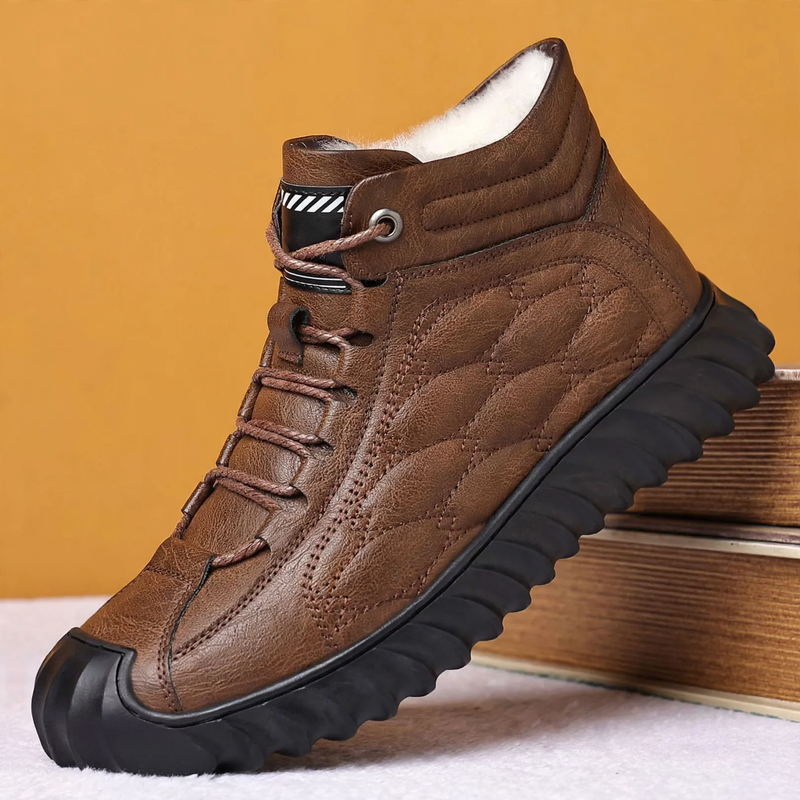 Insulated Men's Ankle Boots, Artificial Leather, Warm, Casual