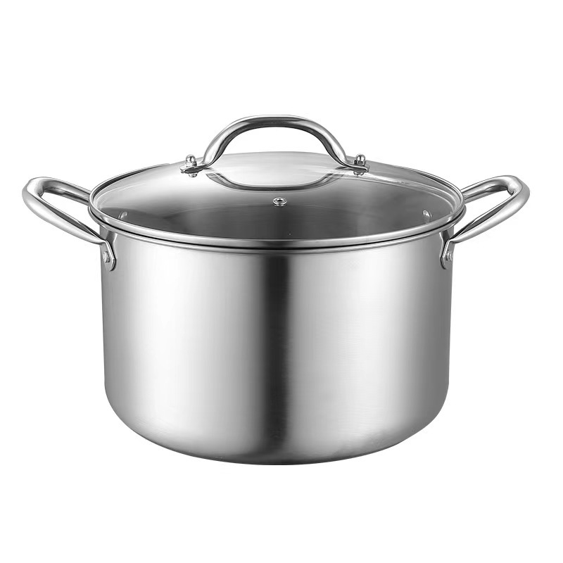 Edelstahl-Suppentopf 24 cm mit Glasdeckel