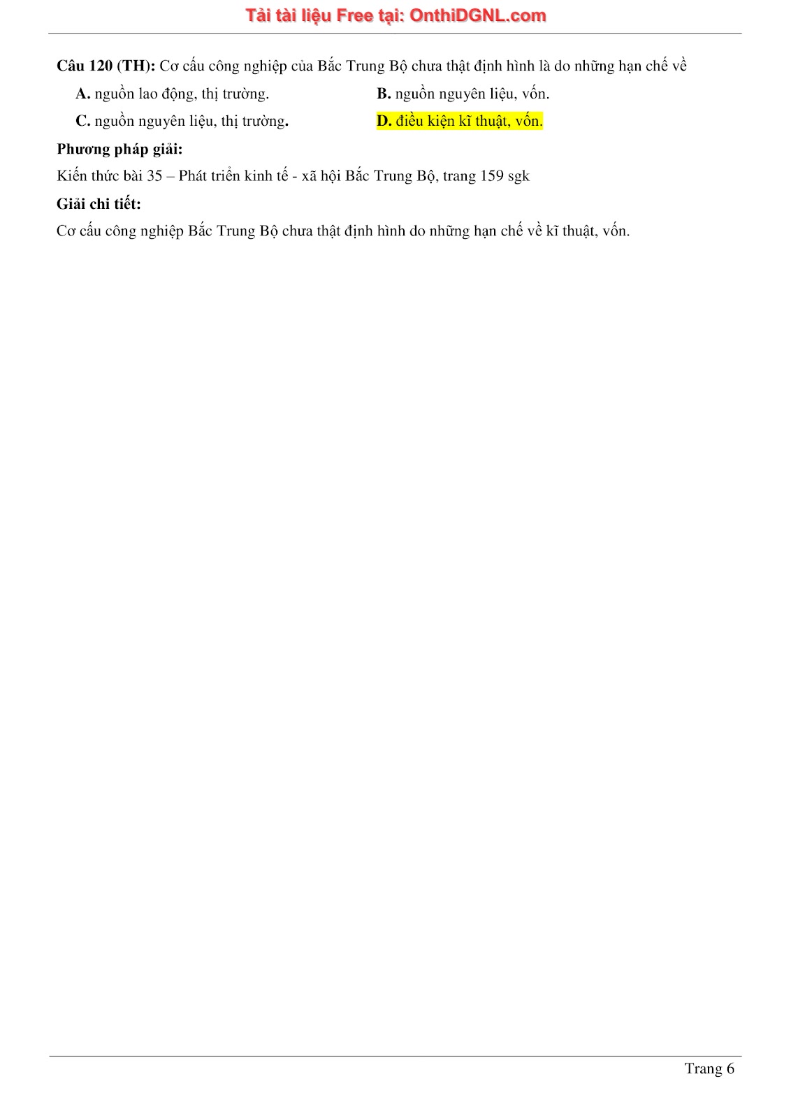 150bài tập môn Địa Lý - Ôn thi ĐGNL ĐHQG TP hà nội Phần 12