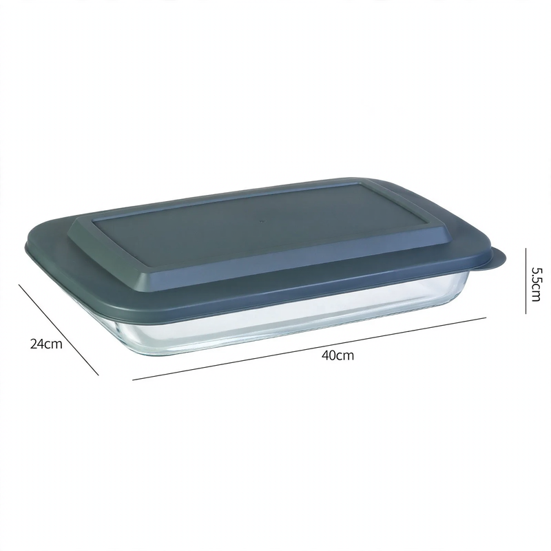 Borosilicate glass baking tray, rectangular