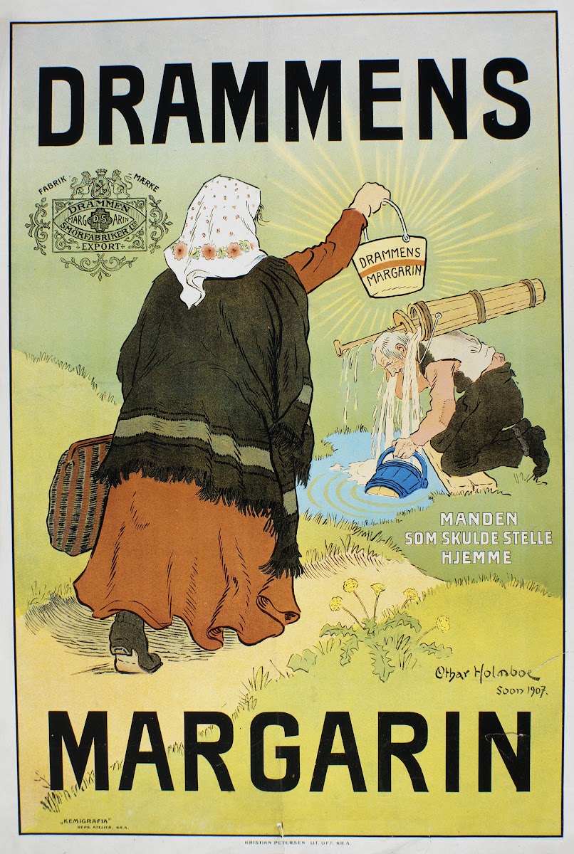 Drammens Margarin  Manden Som Skulde Stelle Hjemme 1907