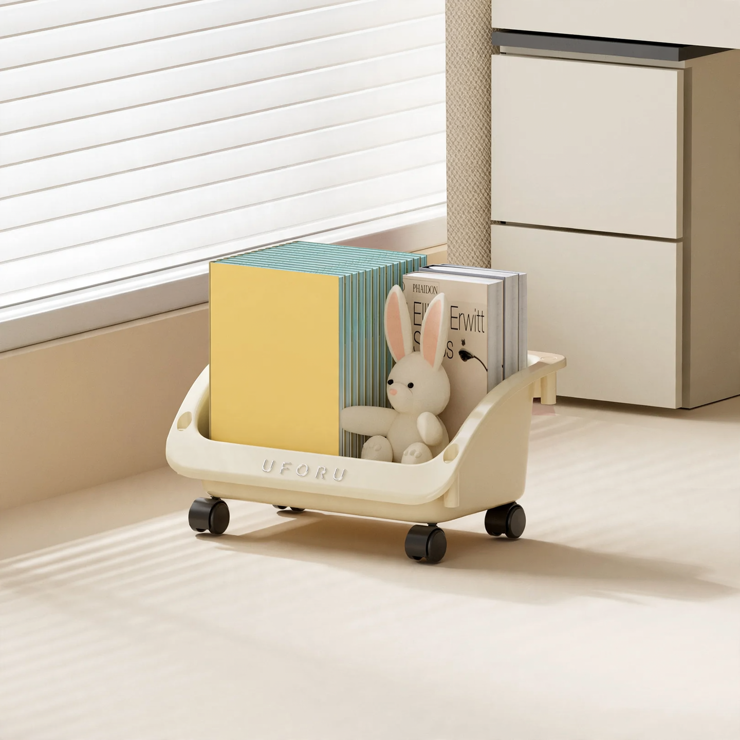 Rolling cart with wheels, PP plastic, multi-tiered