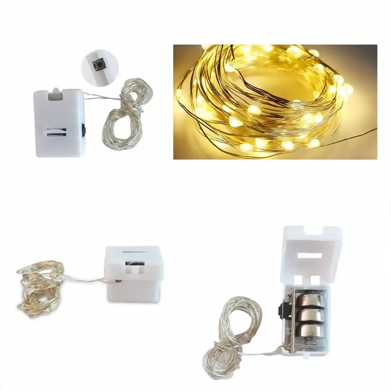 LED string lights with battery box for decorations