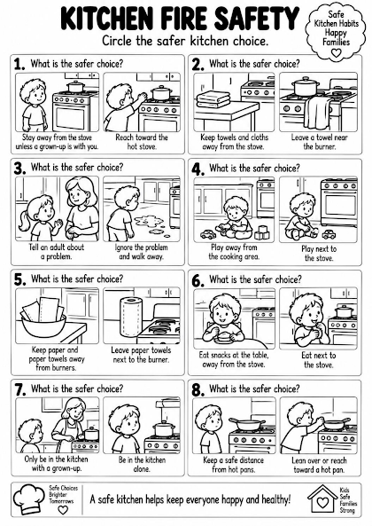 Kitchen Fire Prevention Choices Worksheet