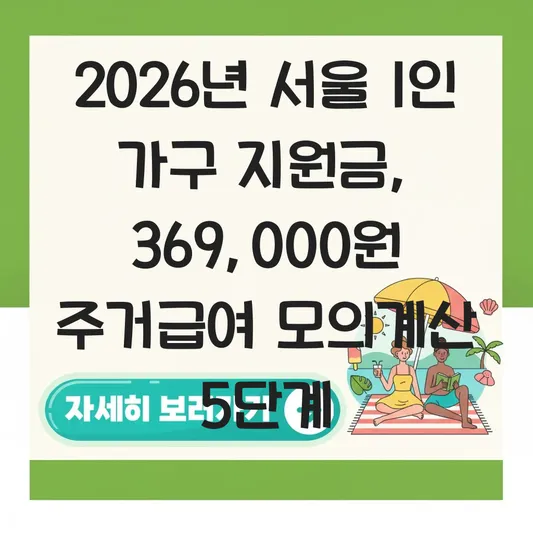 서울 1인 가구 최대 36만 9천 원 지원? 2026년 지역별 기준임대료 및 실제 지급액 모의계산 대표 이미지