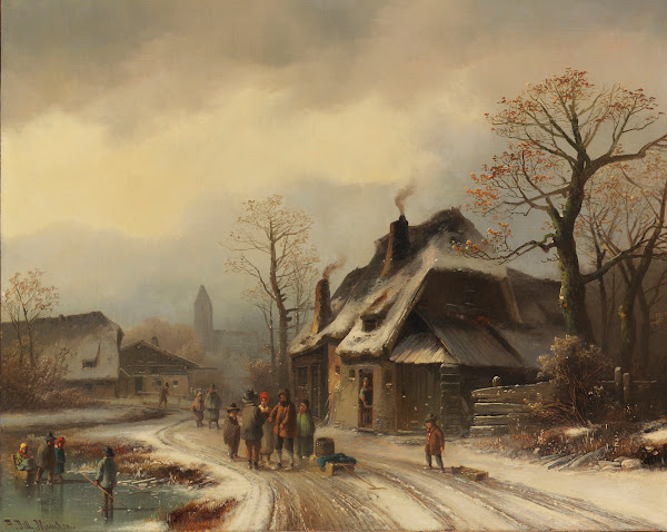 Winterliche Dorfansicht Ca 1860 1880