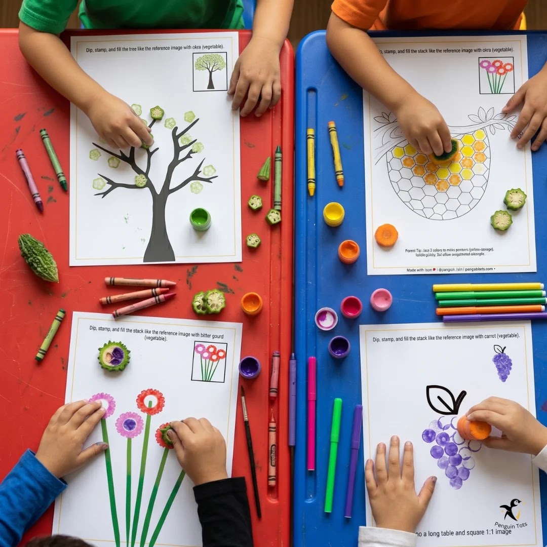 Vegetable Printing Art Fruit Activity Set for Kids | Creative Stamp Painting