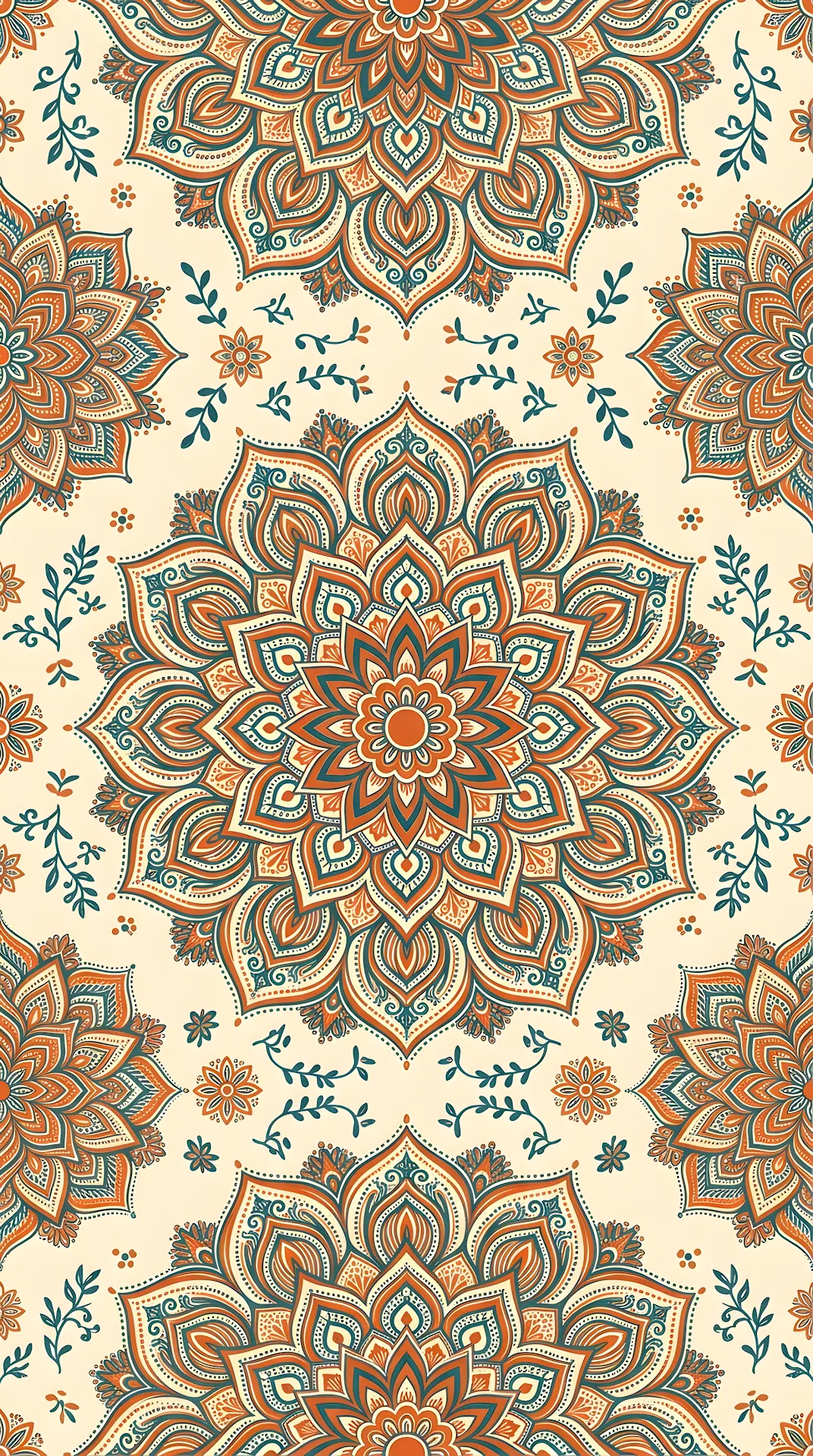 Intricate Earth Toned Floral Mandala Pattern - Free 4K mobile Wallpaper