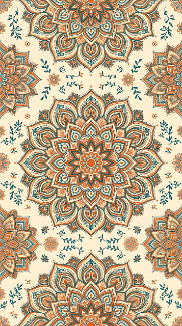 Intricate Earth Toned Floral Mandala Pattern - Free mobile Wallpaper